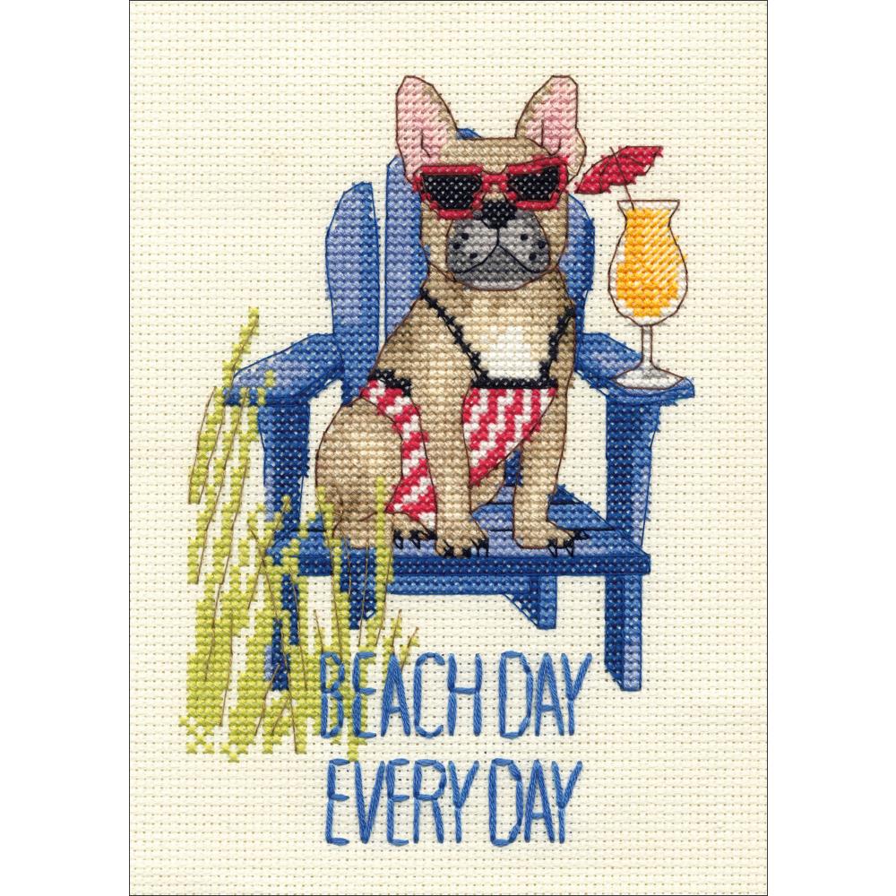 Mini Beach Day Dog Counted Cross Stitch Kit